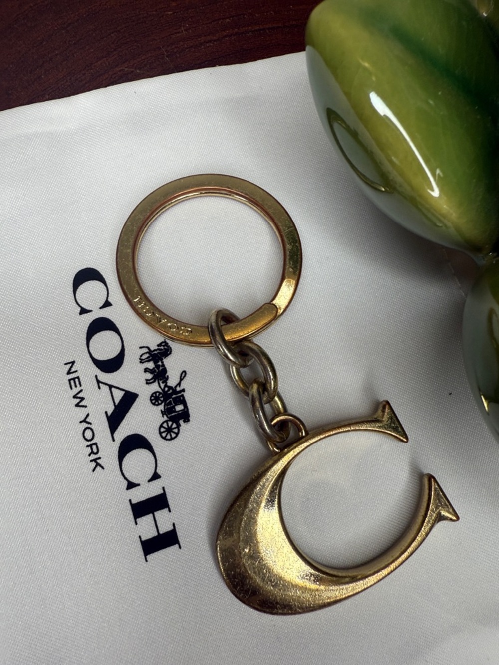 Y2K Coach Gold-tone C Logo Key Ring